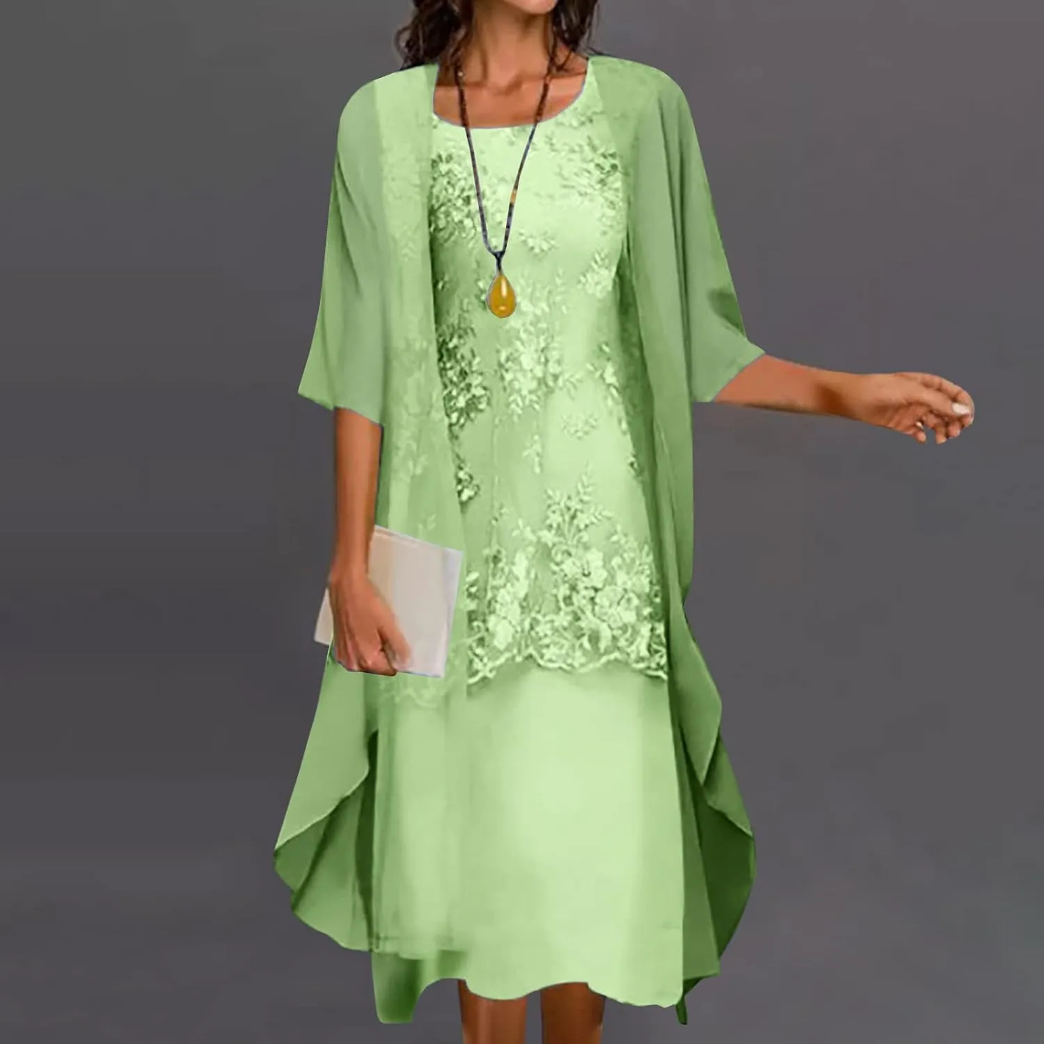 2 Pieces Mother of The Bride Dresses with Jackets Tea Length Mother of The Groom Dress Laces Appliques Evening Dress