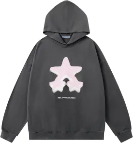 Aelfric Eden Womens Oversized Hoodie Heavyweight Vintage Streetwear Star Graphic Acid Wash Hoodies Pullover With Pockets