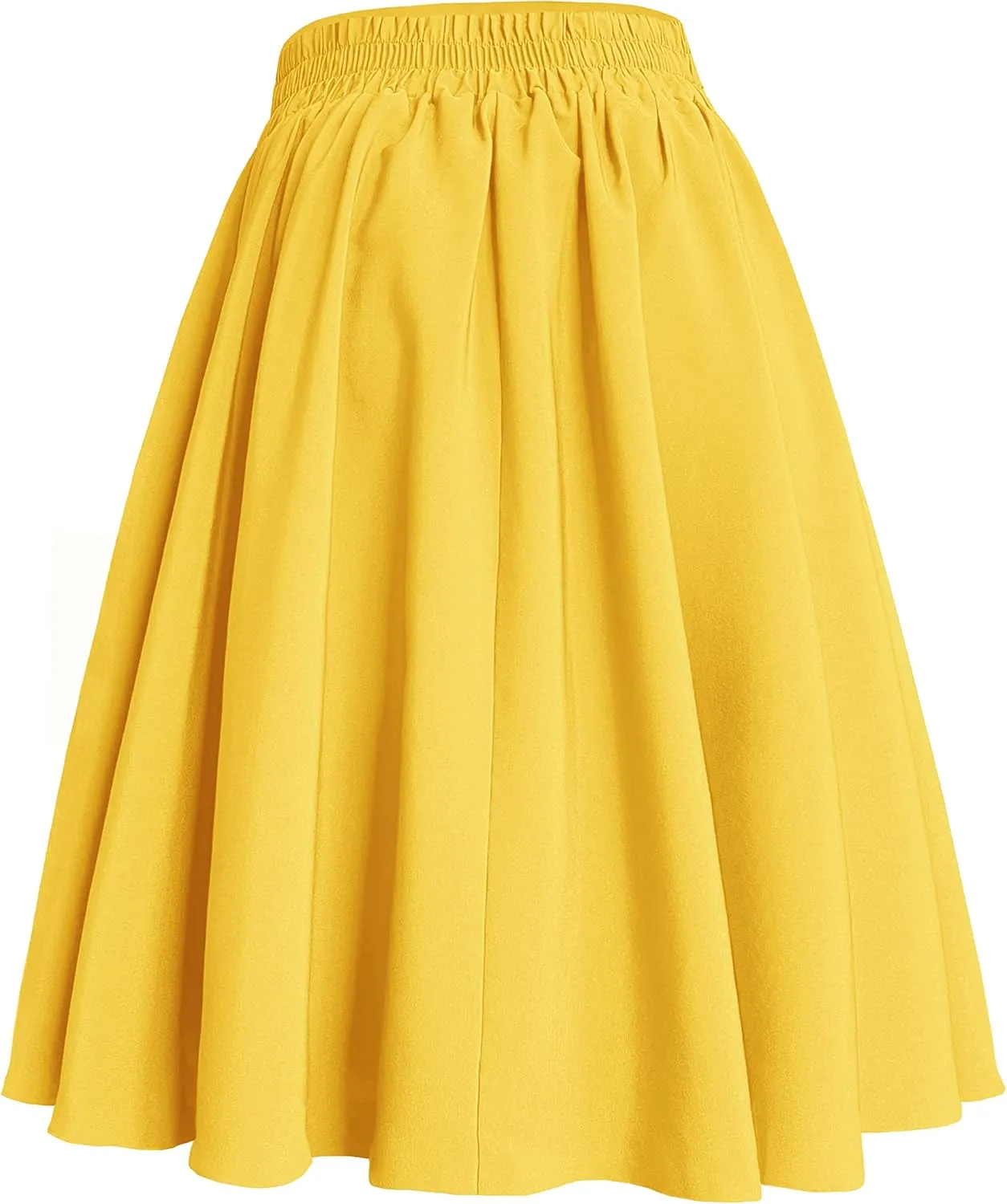 Afibi Womens Vintage High Waist A-Line Skater Skirt Flared Midi Skirt with Pockets