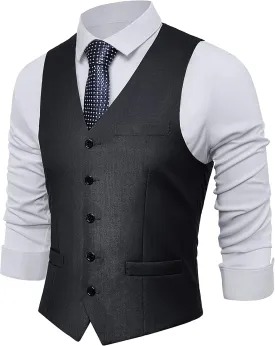 BABEYOND Men's Formal Suit Vest Slim Fit Waistcoat Business Vest for Suit Tuxedo