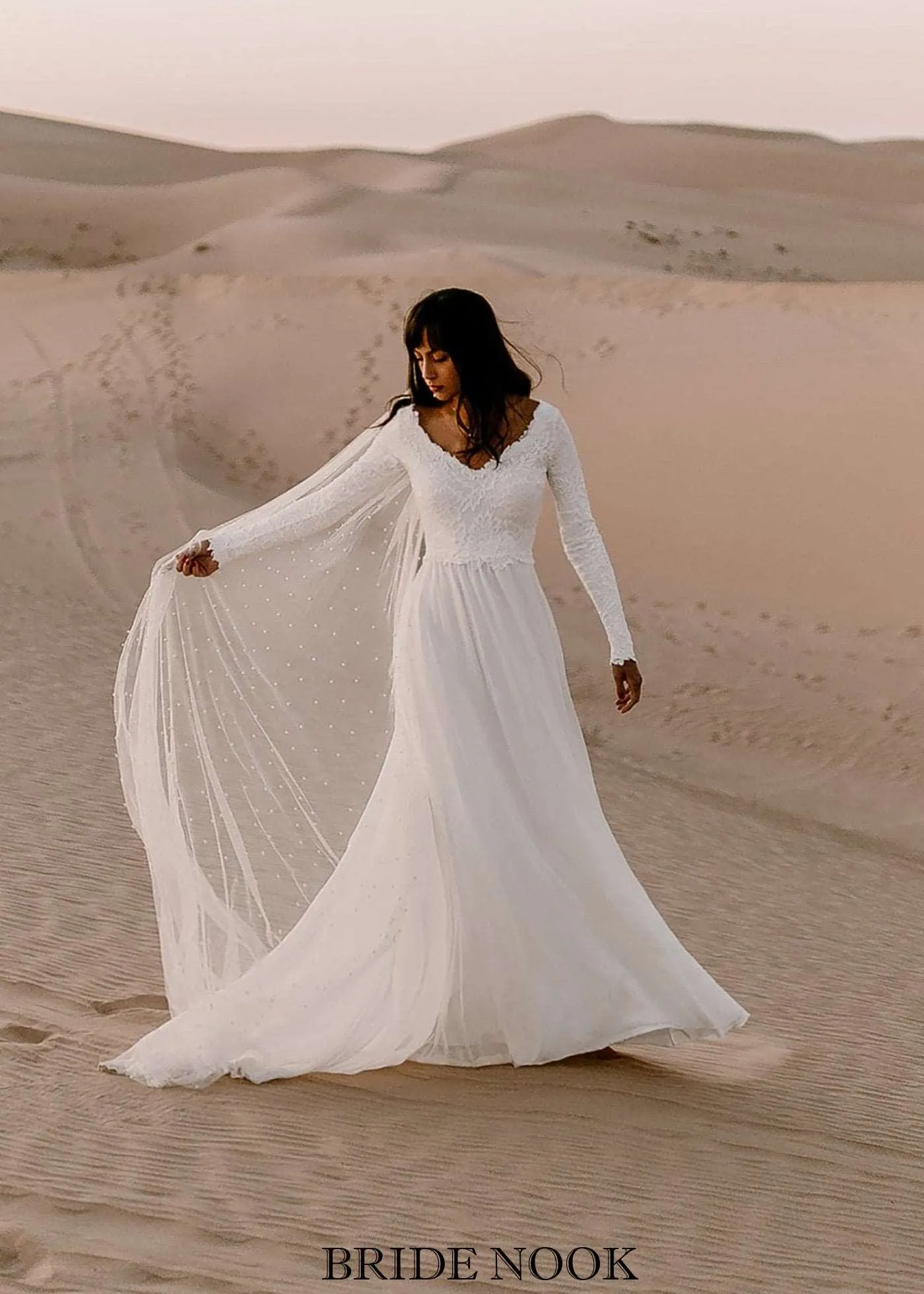Boho Wedding Dresses | lace sleeve wedding dress | Bride Nook