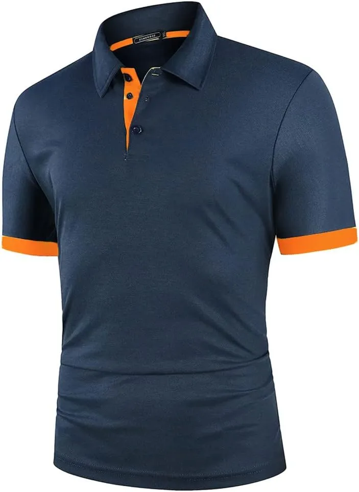 Dninmim Men's Lapel Collar Contrast Color Short Sleeve Polo Shirt Summer Casual Business Golf Sports Shirt