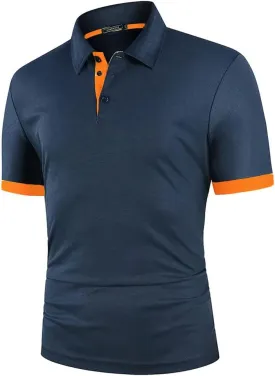 Dninmim Men's Lapel Collar Contrast Color Short Sleeve Polo Shirt Summer Casual Business Golf Sports Shirt