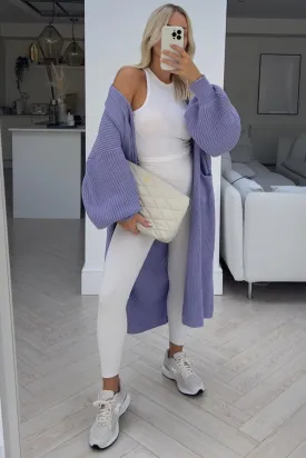 Evie lilac long knitted cardigan