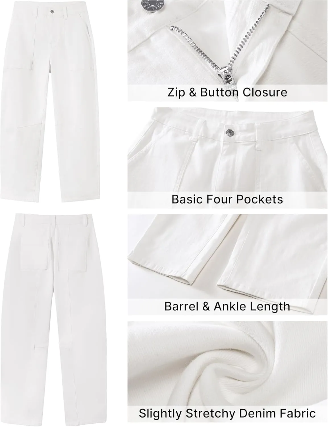 GRAPENT Barrel Jeans for Women High Waisted Trendy Wide Leg Baggy Ankle Length Stretchy Denim Trouser Jeans with Pockets