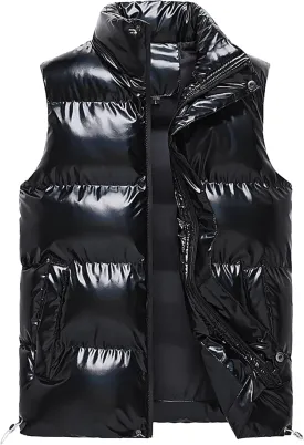 JEShifangjiusu Men'S Outdoor Stand Collar Vest Padded Jacket Coat Puffer Vest Lightweight Zipper Sleeveless Puffey Jacket