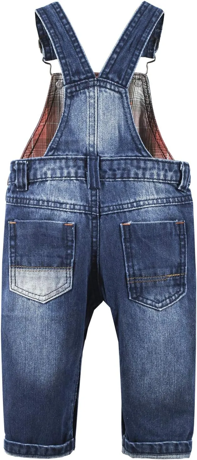 KIDSCOOL SPACE Baby Little Kids Cute Denim Embroidered Fashion Jean Overalls