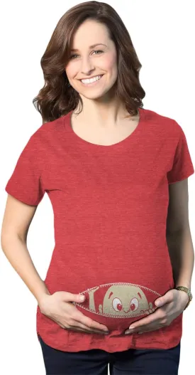 Maternity Baby Peeking T Shirt Funny Pregnancy Tee for Expecting Mothers