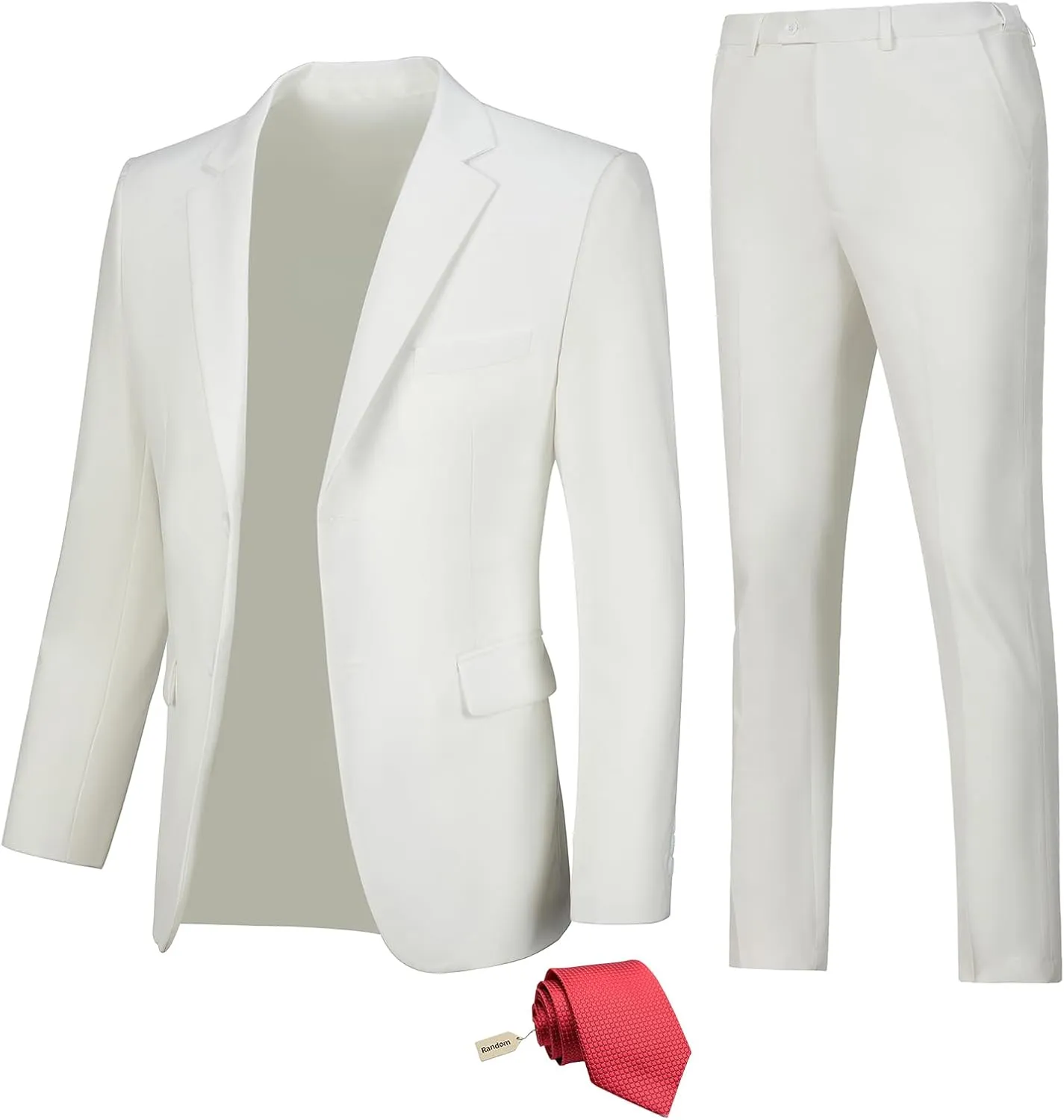 Men Suit Slim Fit 2 Piece Solid 2 Button Business Suits Blazer Wedding Prom Tuxedo for Men Suit Jacket Pants with Tie
