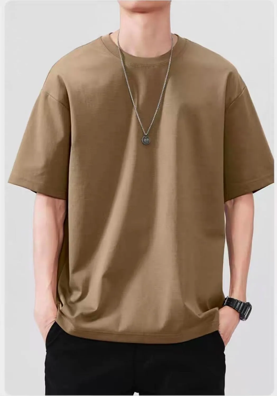 Men's Luxury Mercerized Cotton T-Shirt, Breathable, Cooling, Loose fit, Moisture-Wicking, Wrinkle-Resistant.