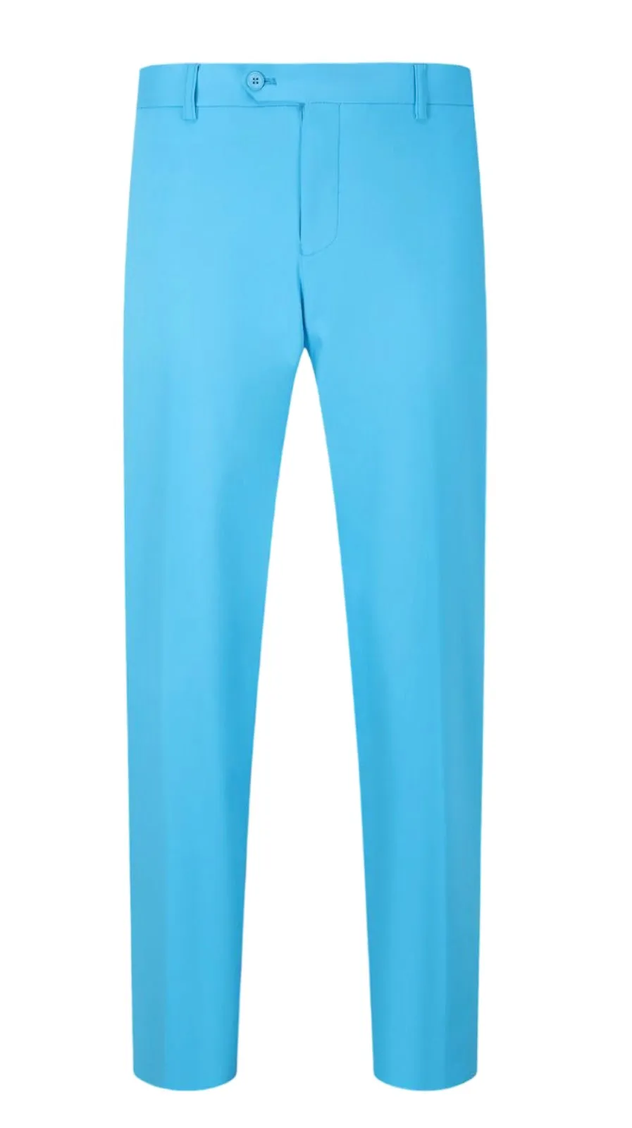 Men's turquoise slim fit satin cotton stretch fabric suit one button notch lapel flat front pants