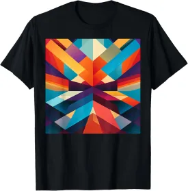 Multicolored Wooden Geometric Pattern T-Shirt