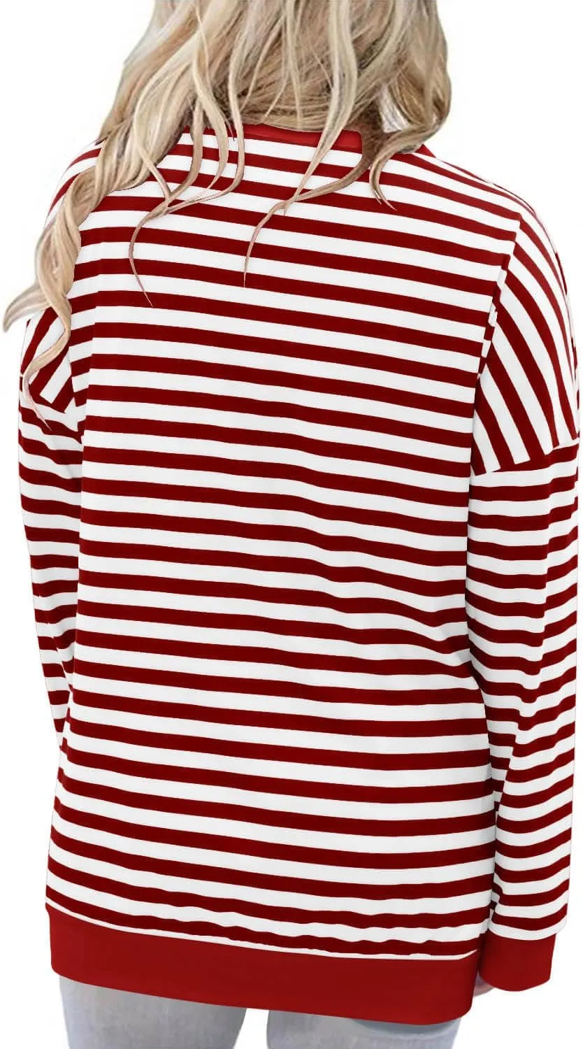 ONLYSHE Womens Crewneck Sweatshirt Casual Loose Fitting Tops Long Sleeve T Shirt