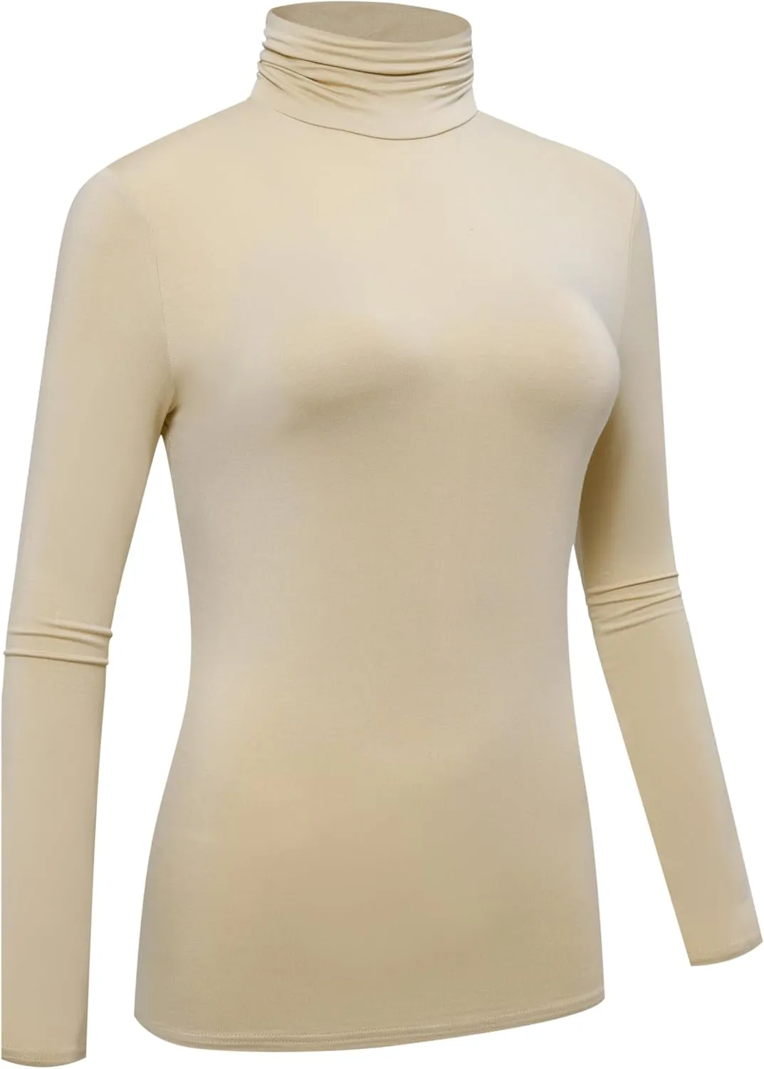 OThread & Co. Women's Long Sleeve Turtleneck T-Shirt Basic Stretch Layer Comfy High Neck Top