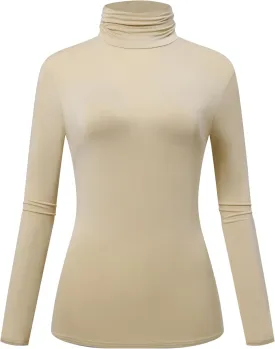 OThread & Co. Women's Long Sleeve Turtleneck T-Shirt Basic Stretch Layer Comfy High Neck Top