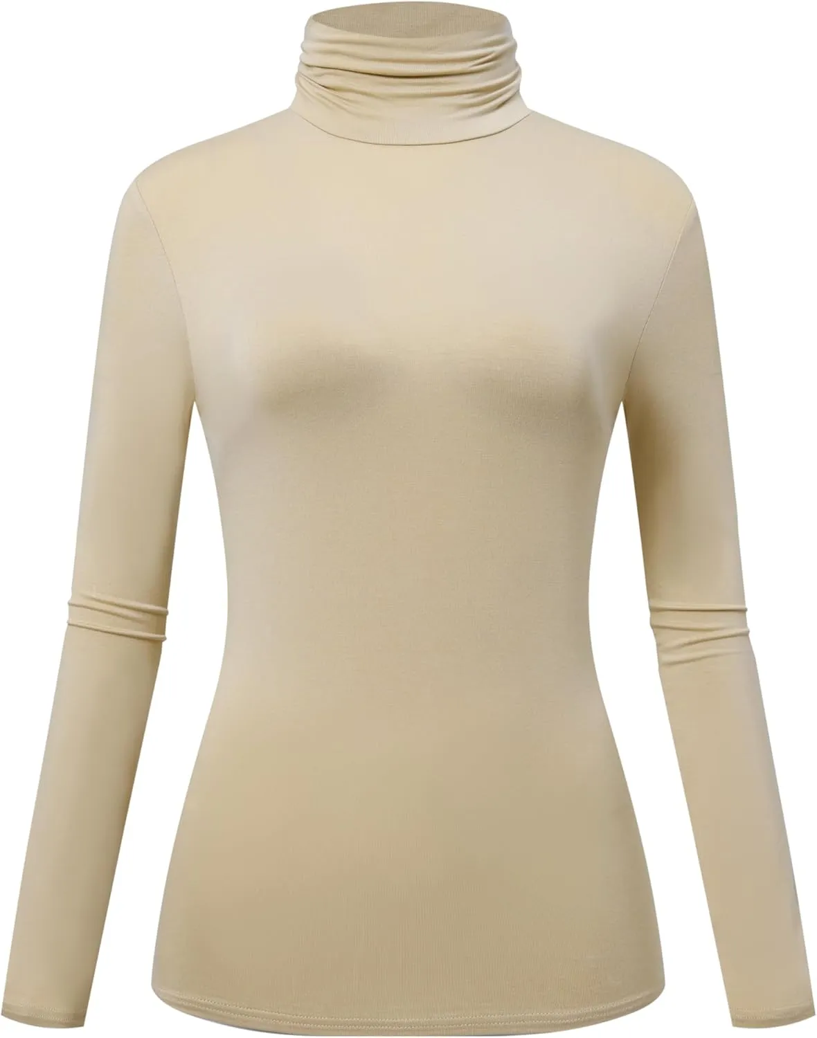 OThread & Co. Women's Long Sleeve Turtleneck T-Shirt Basic Stretch Layer Comfy High Neck Top