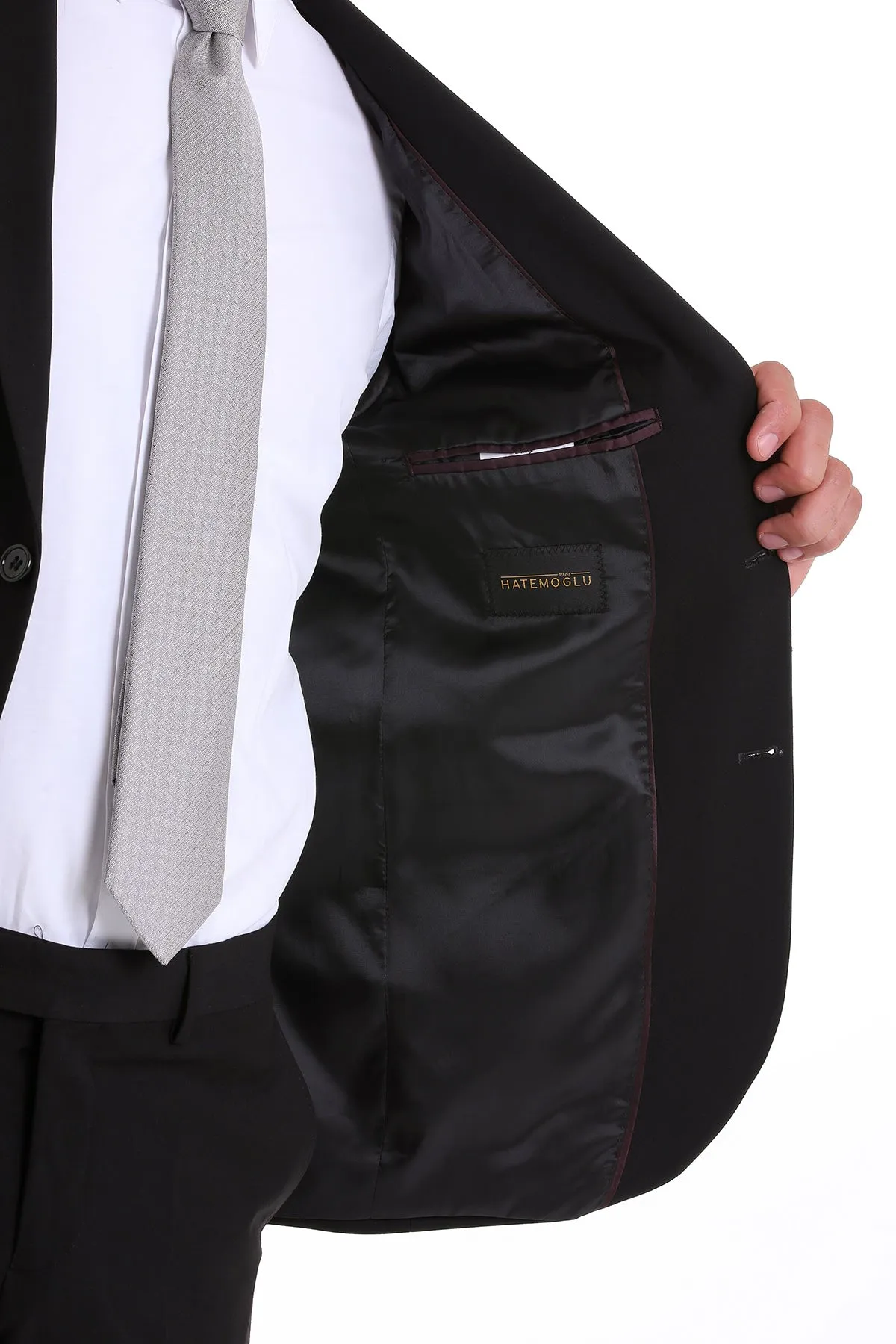 Slim Fit Notch Lapel Black Classic Suit