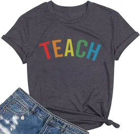 Teacher Shirt Women Teach T Shirt Teach Kindness Shirts Teaching Graphic Tees Back to School Shirt Short Sleeve Tops