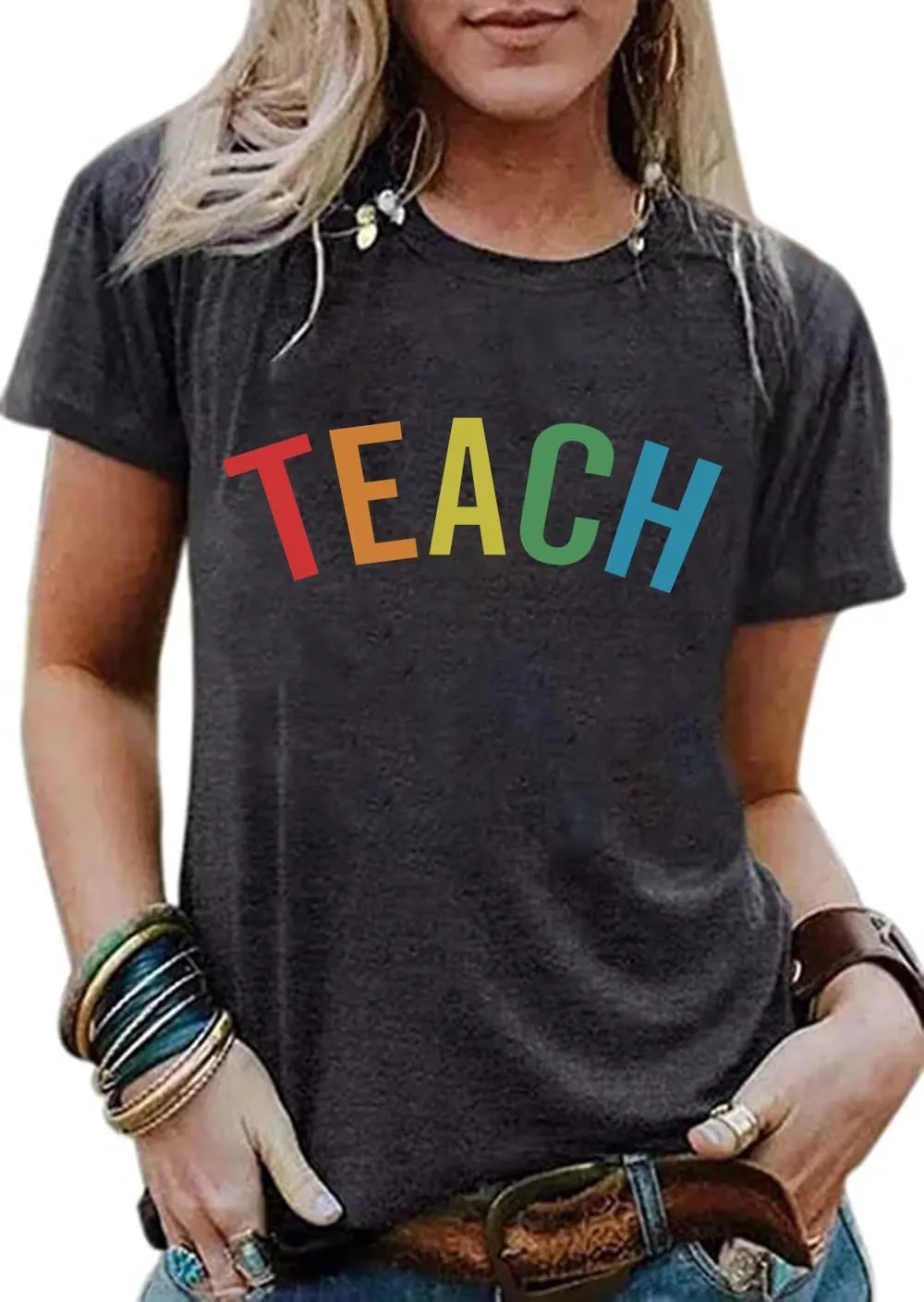 Teacher Shirt Women Teach T Shirt Teach Kindness Shirts Teaching Graphic Tees Back to School Shirt Short Sleeve Tops