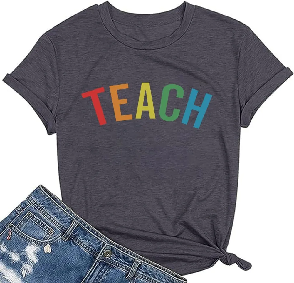 Teacher Shirt Women Teach T Shirt Teach Kindness Shirts Teaching Graphic Tees Back to School Shirt Short Sleeve Tops