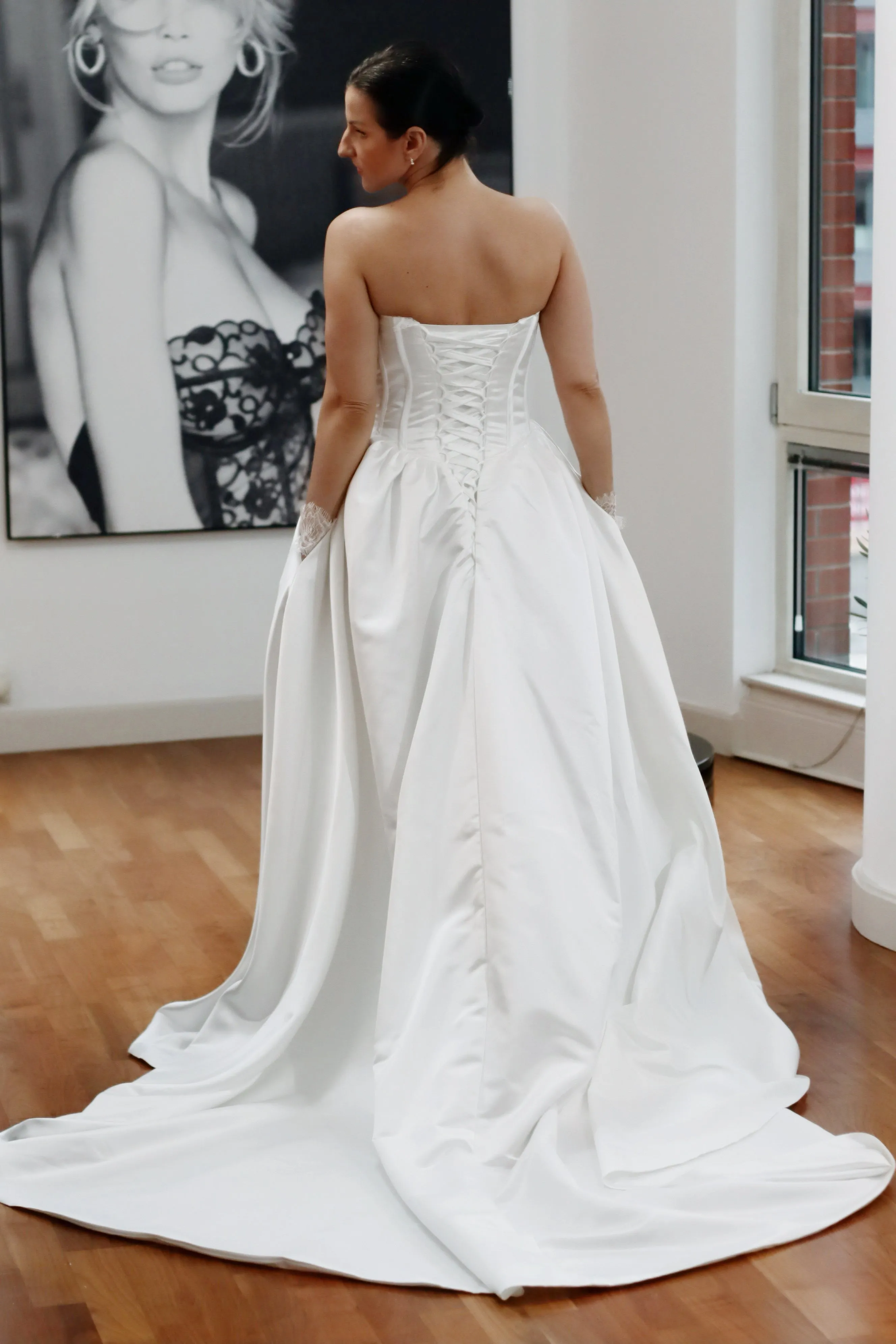 Try At Home -  Basque Waist Satin Bridal Gown