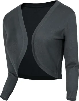 Urban CoCo Women's Cropped Cardigan V-Neck Button Down Knitted Sweater 3/4 Sleeve