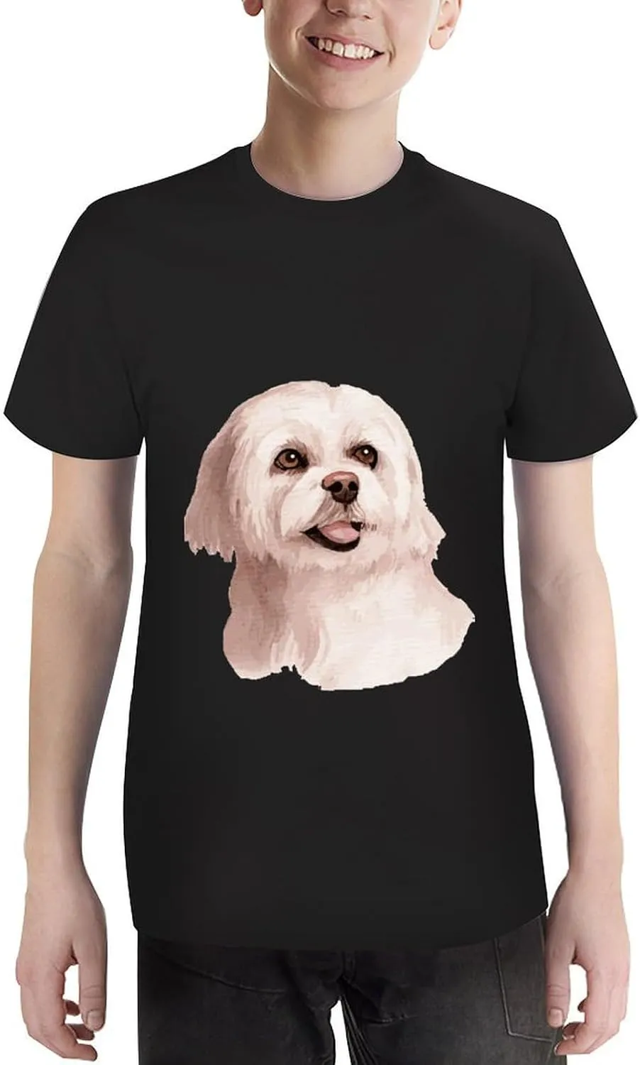 Watercolor Hand Painted Dog Graphic Printed T-Shirts Unisex Short Sleeve Summer Tees Top Shirt Boy and Girl