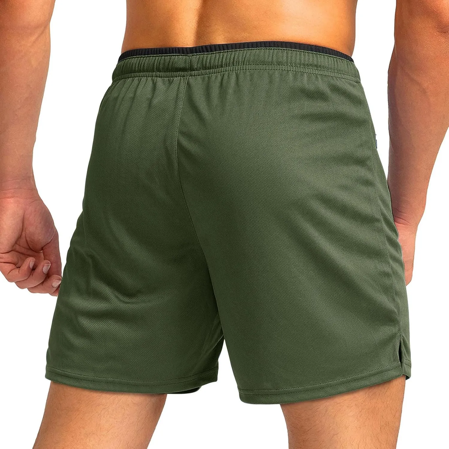 WENKOMG1 Mens Quick Dry Jogging Shorts Elastic Waist Drawstring Breathable Workout Shorts SweatShorts with Zip Pockets