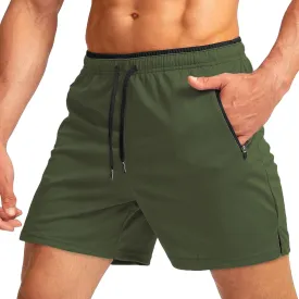 WENKOMG1 Mens Quick Dry Jogging Shorts Elastic Waist Drawstring Breathable Workout Shorts SweatShorts with Zip Pockets