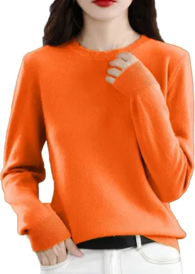 Women's Sweater Crewneck Cashmere Solid Color Long Sleeve Bottoming Shirt Pullover Tops Trendy Thermal Shirt Outfits
