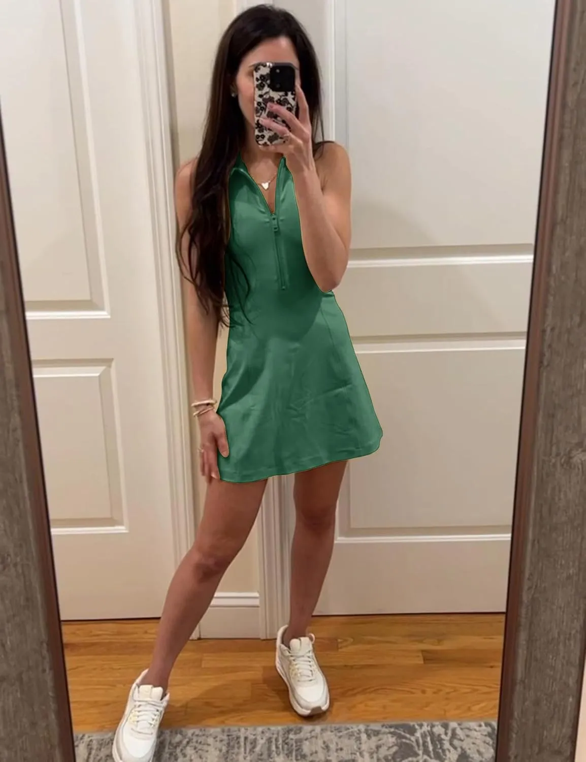Womens Tennis Dress Sleeveless Racrback Polo Mini Dress with Detached Built-in Shorts & Pocket for Athletic Dress