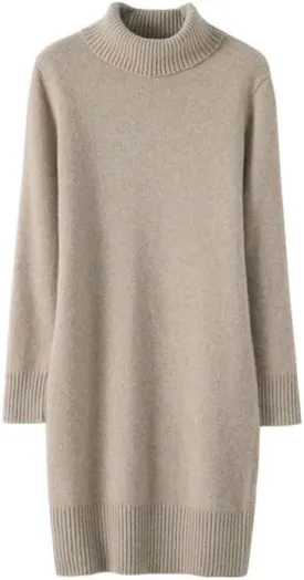 Women's Turtleneck Sweater Dress, Long Sleeve Knit Maxi Dress