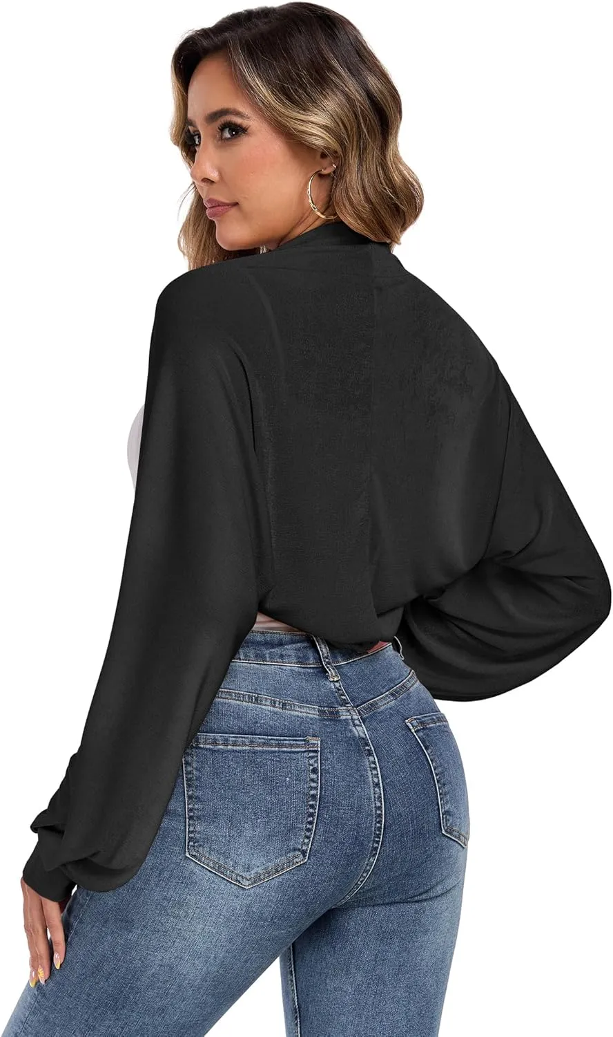 ZAFUL Women's Sheer Shrug Y2K Long Sleeve Cardigans 2025 Irregular Tie Front Bolera