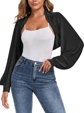ZAFUL Women's Sheer Shrug Y2K Long Sleeve Cardigans 2025 Irregular Tie Front Bolera