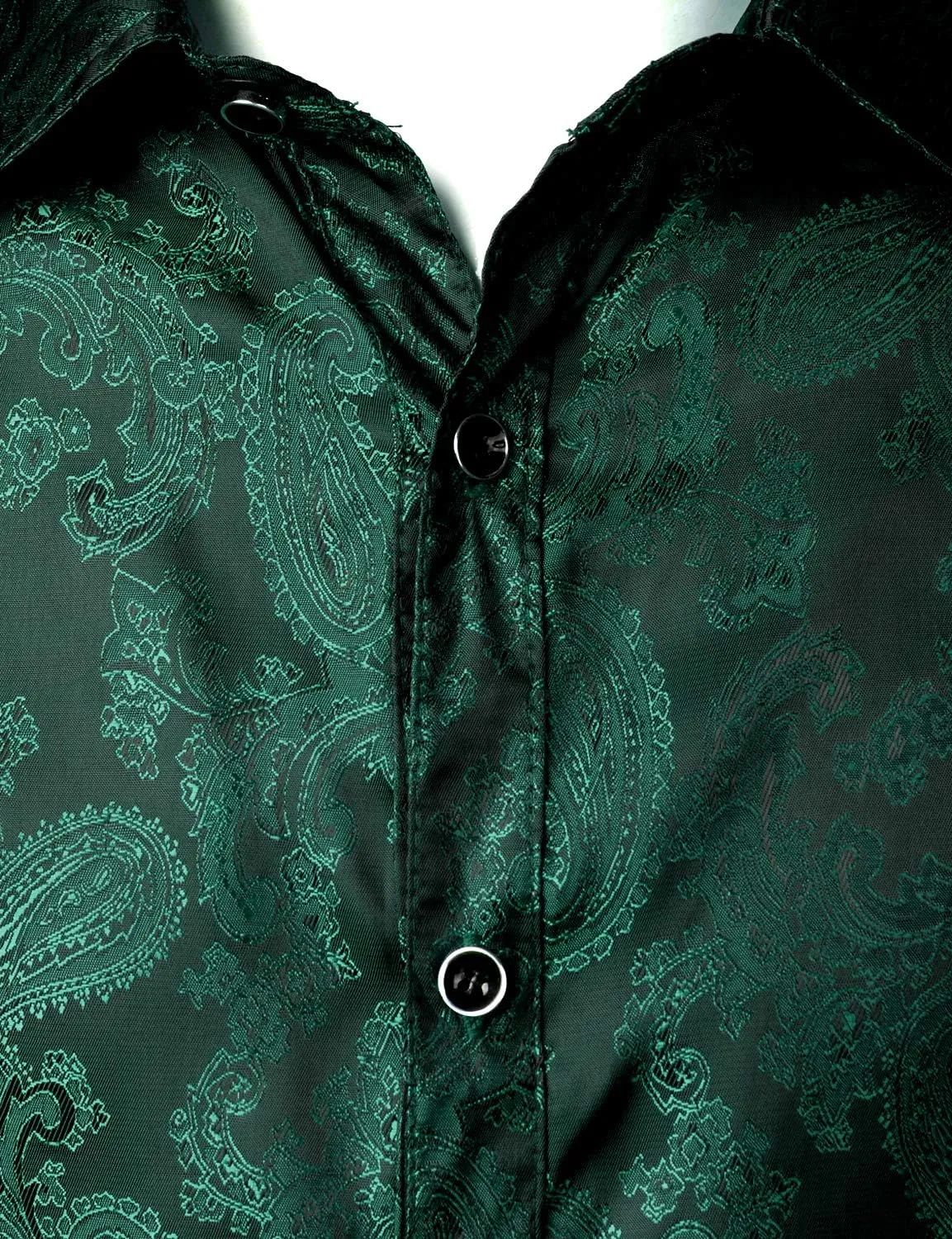 ZEROYAA Men's Paisley Jacquard Slim Fit Long Sleeve Button Up Dress Shirt for Party Prom